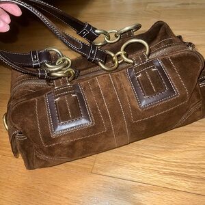 Brown coach legacy suede bag rare